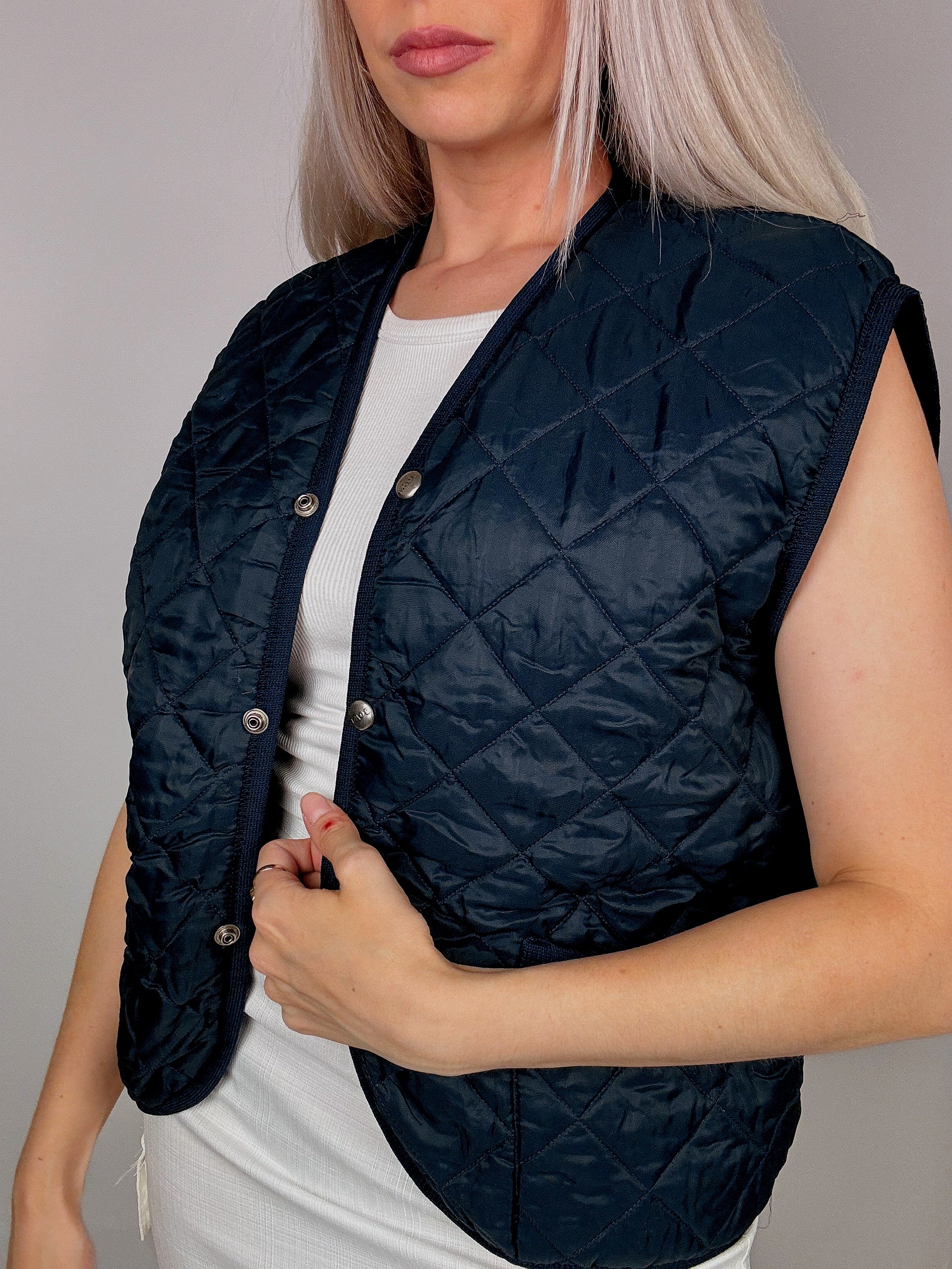 Gilet vintage matelassé bleu marine