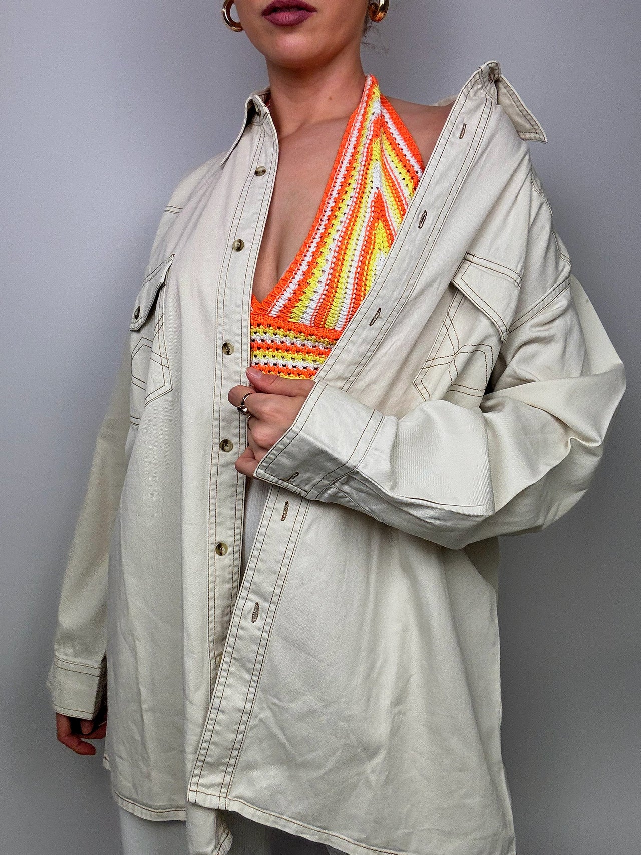 Sur chemise vintage blanche cassée