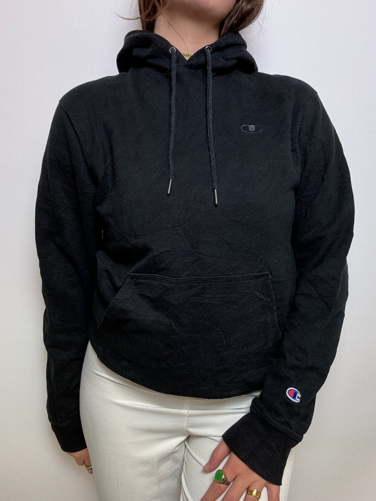 Black Champion Vintage Hooded Sweater S/M 