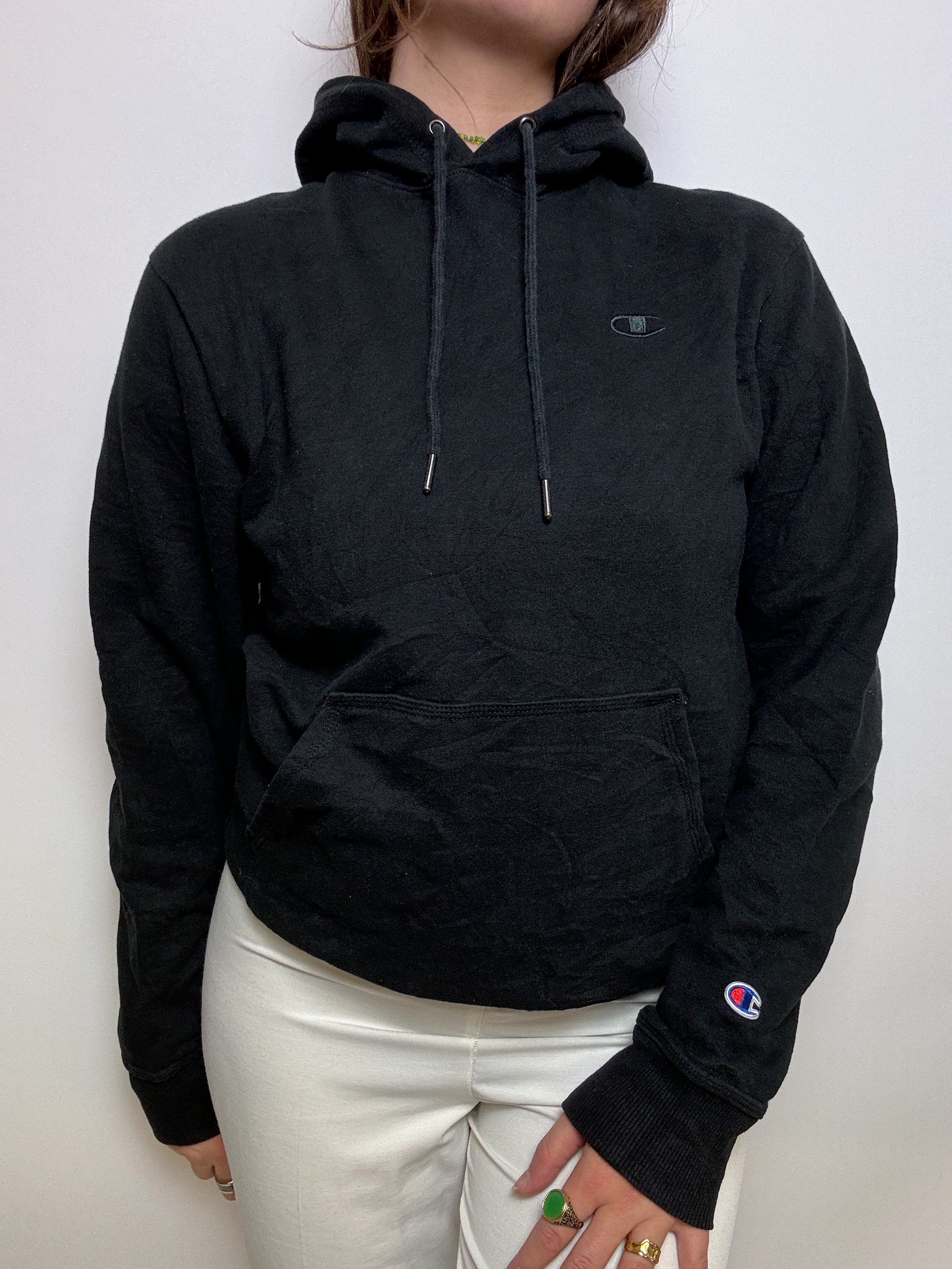 Black Champion Vintage Hooded Sweater S/M 