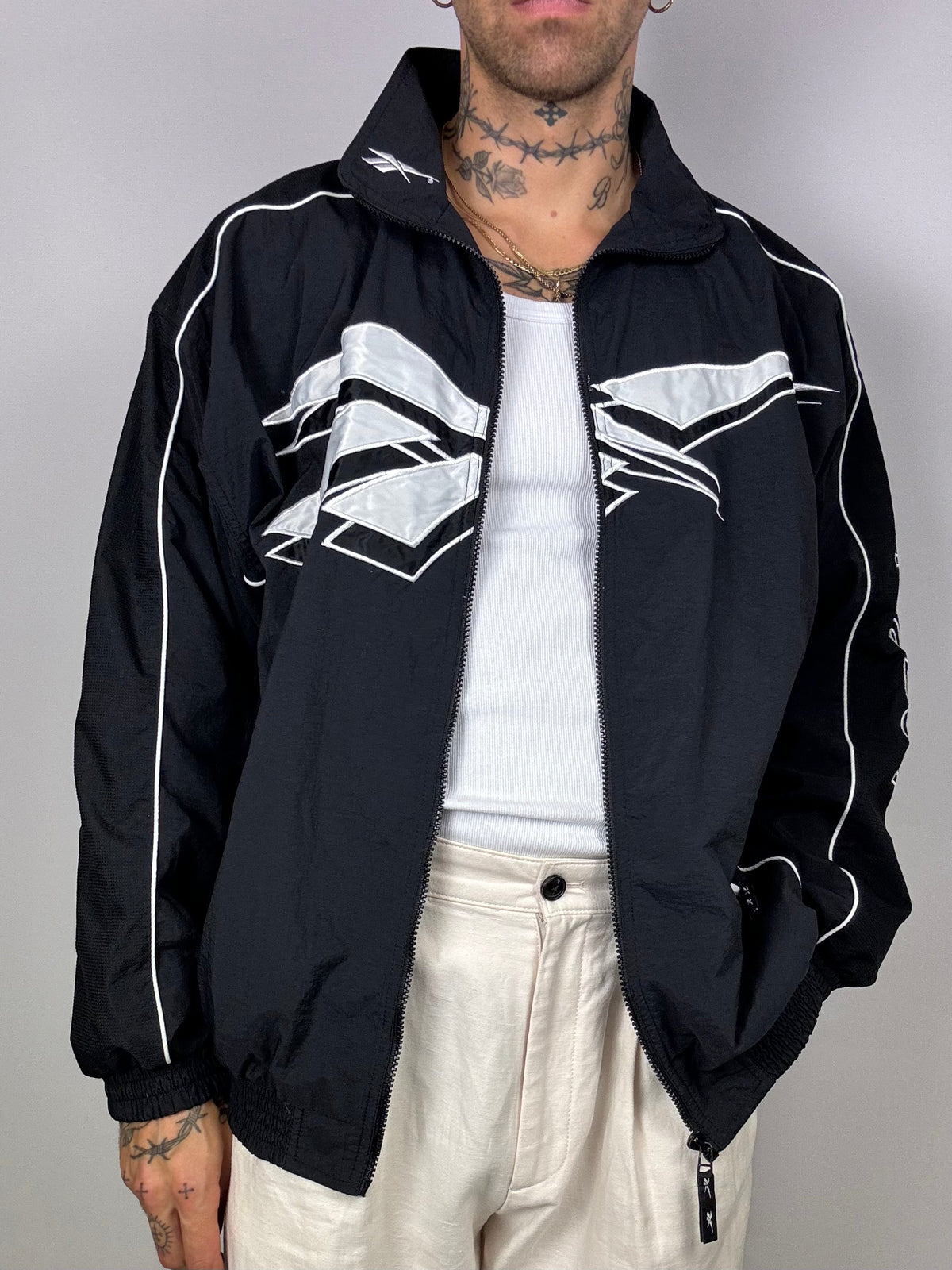 Reebok black and white jogging jacket