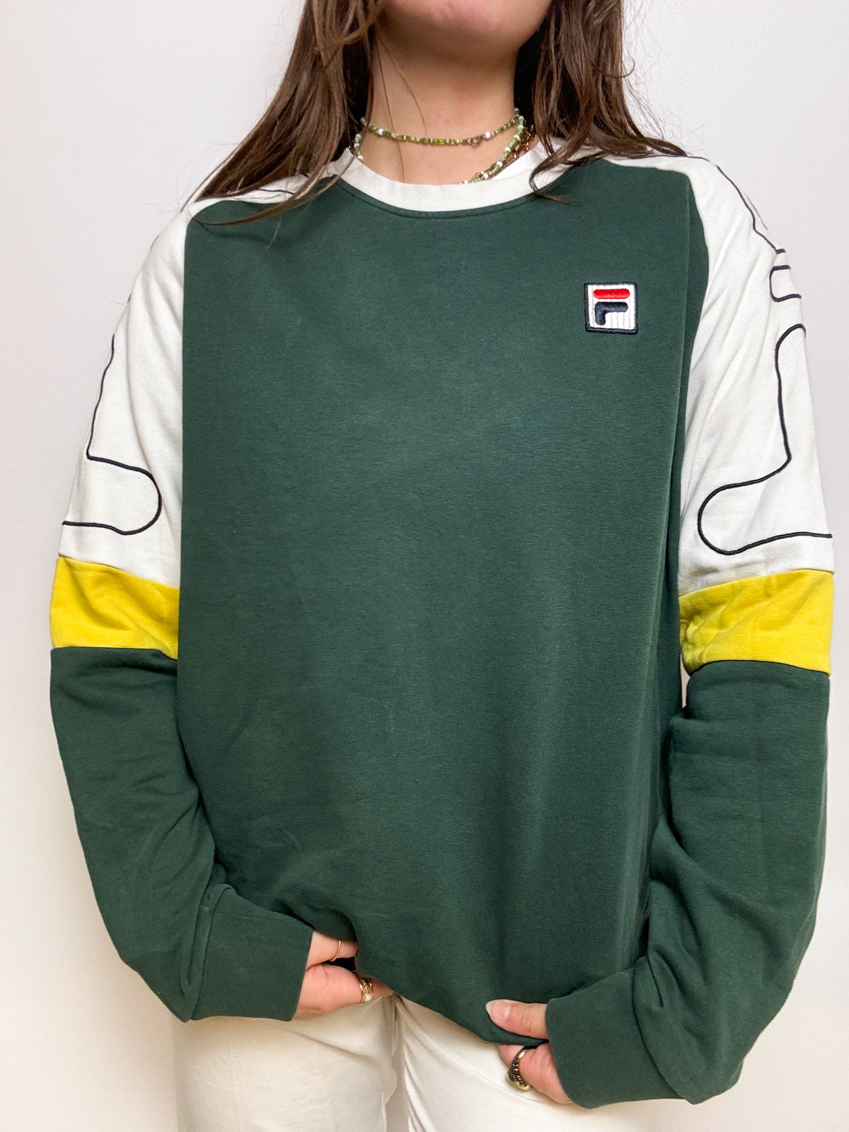 Fila vintage glass and white sweater L 