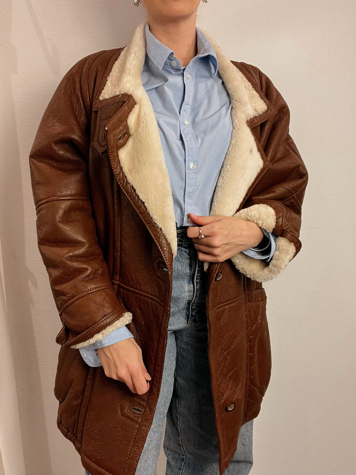 Vintage brauner Lammfellmantel L/XL 