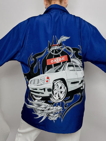 XXL blaues Vintage-Drachenshirt