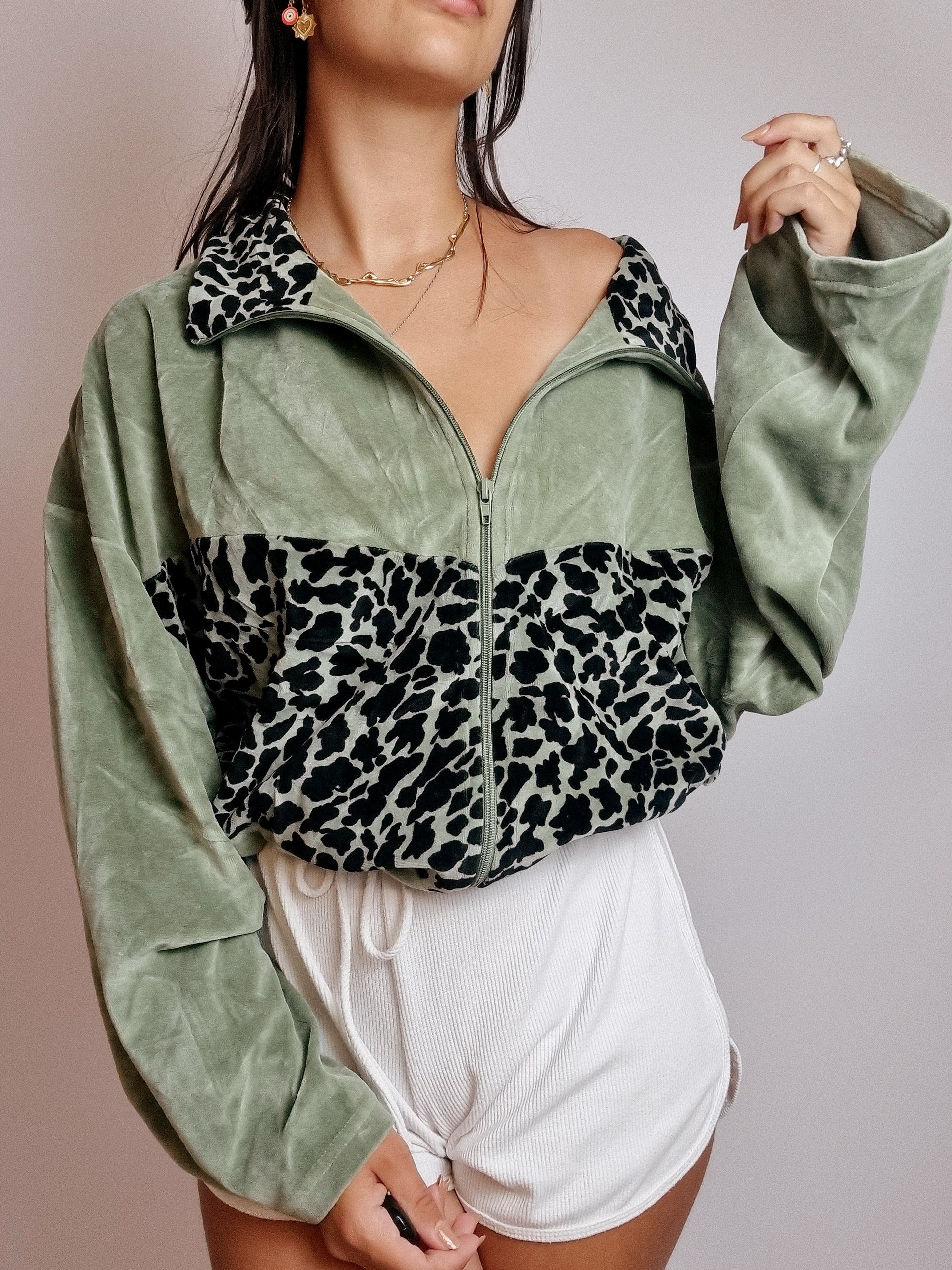 Vintage khaki velvet jogging jacket XL