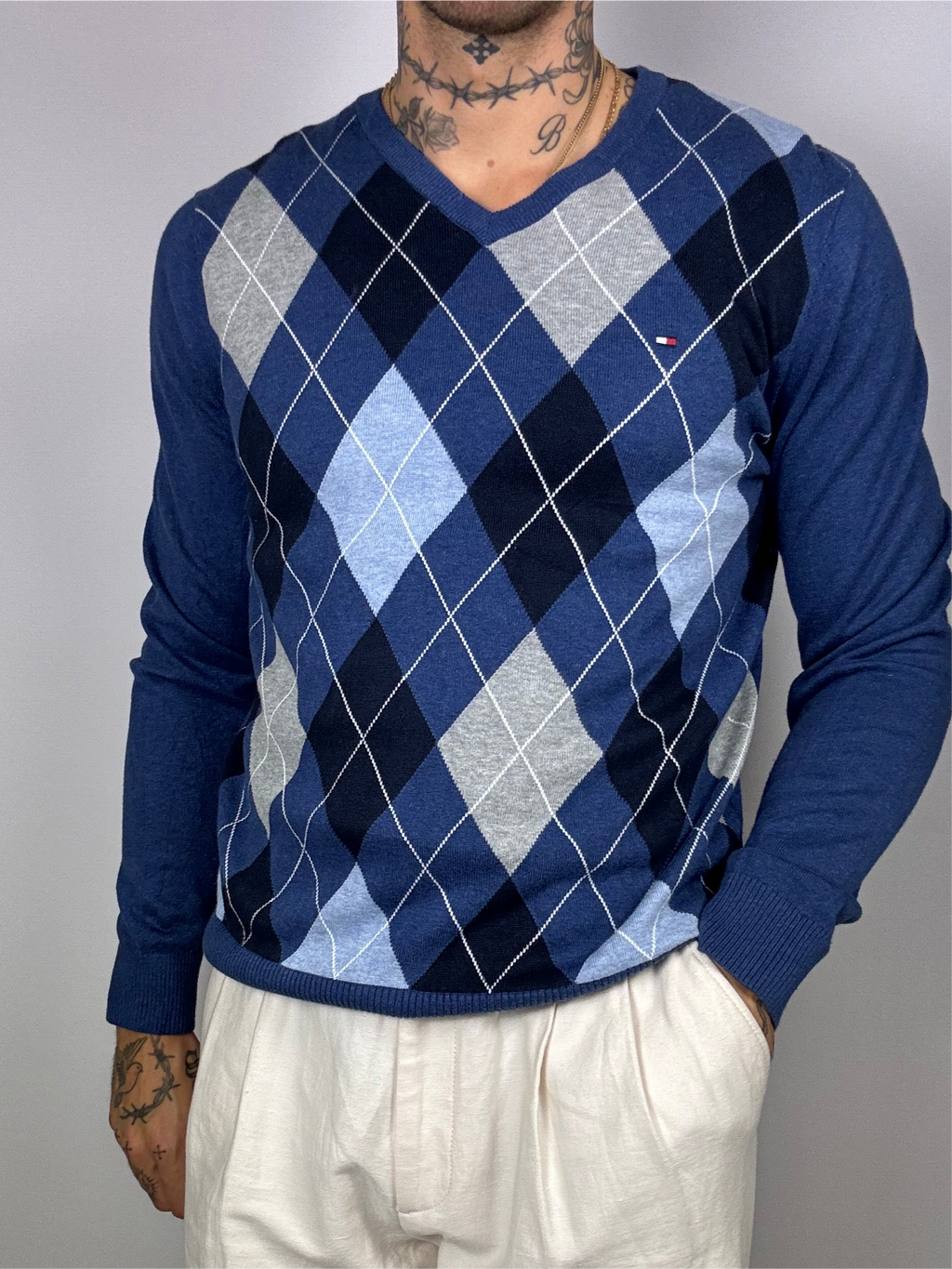 Vintage blue jacquard sweater