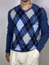 Vintage blue jacquard sweater