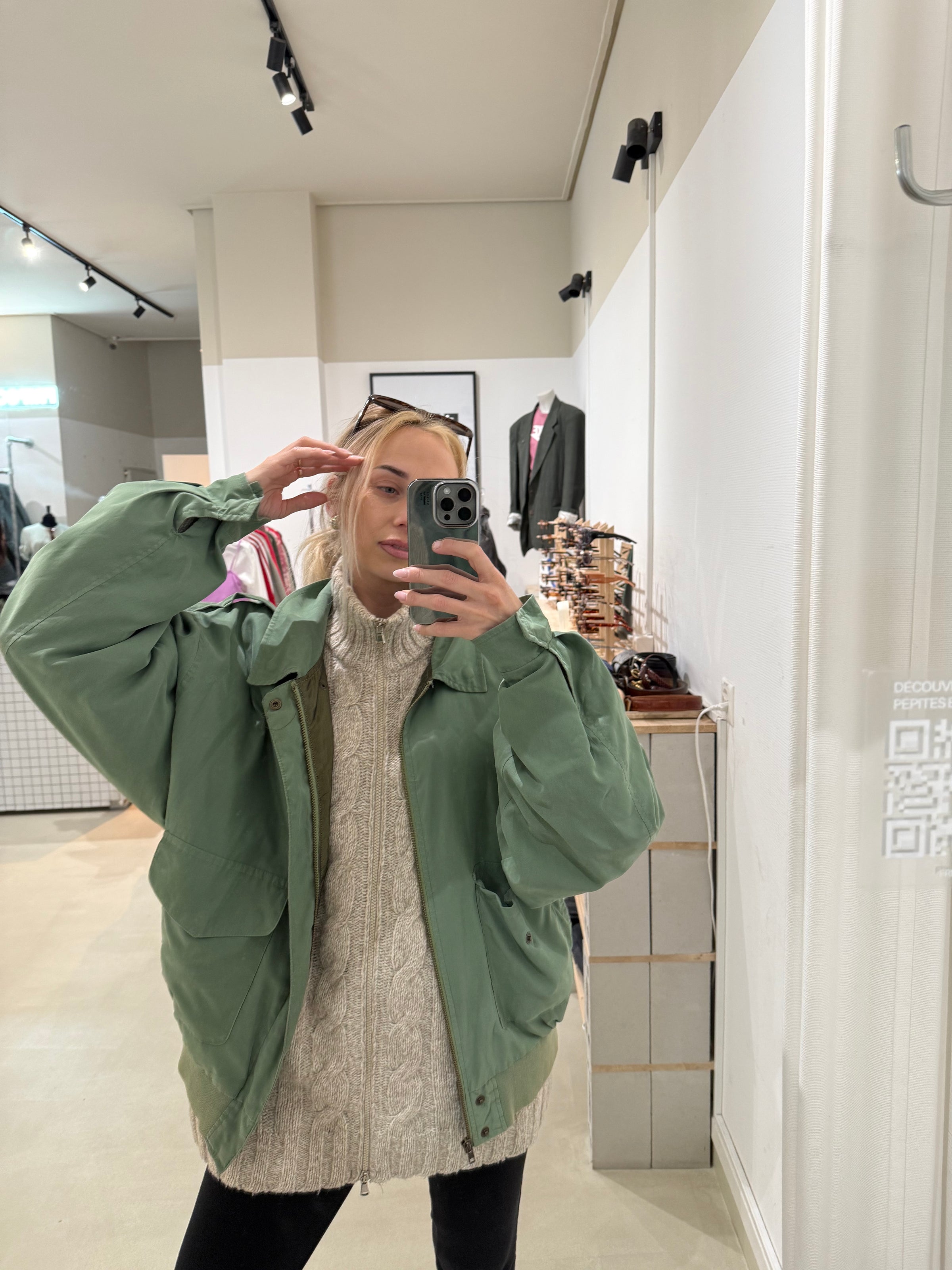 Übergroße grüne Sommerjacke, Größe L