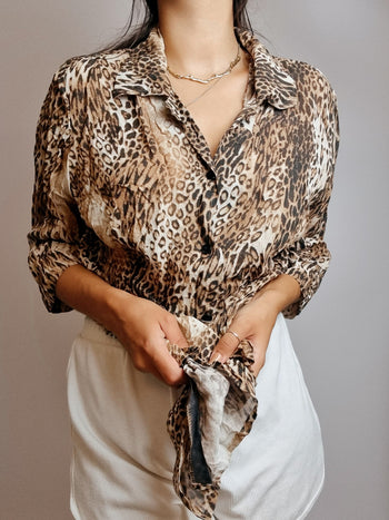 Vintage beige leopard patterned shirt 