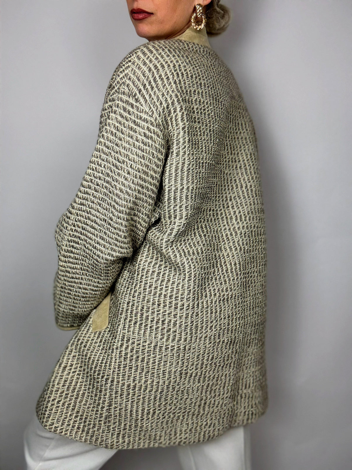 Vintage gray/beige tweed trench coat