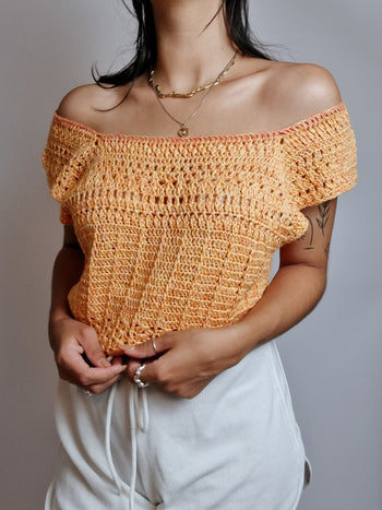 Top vintage en crochet orange