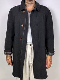 Vintage gray/black wool trench coat