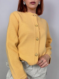 Vintage yellow cardigan with gold buttons L