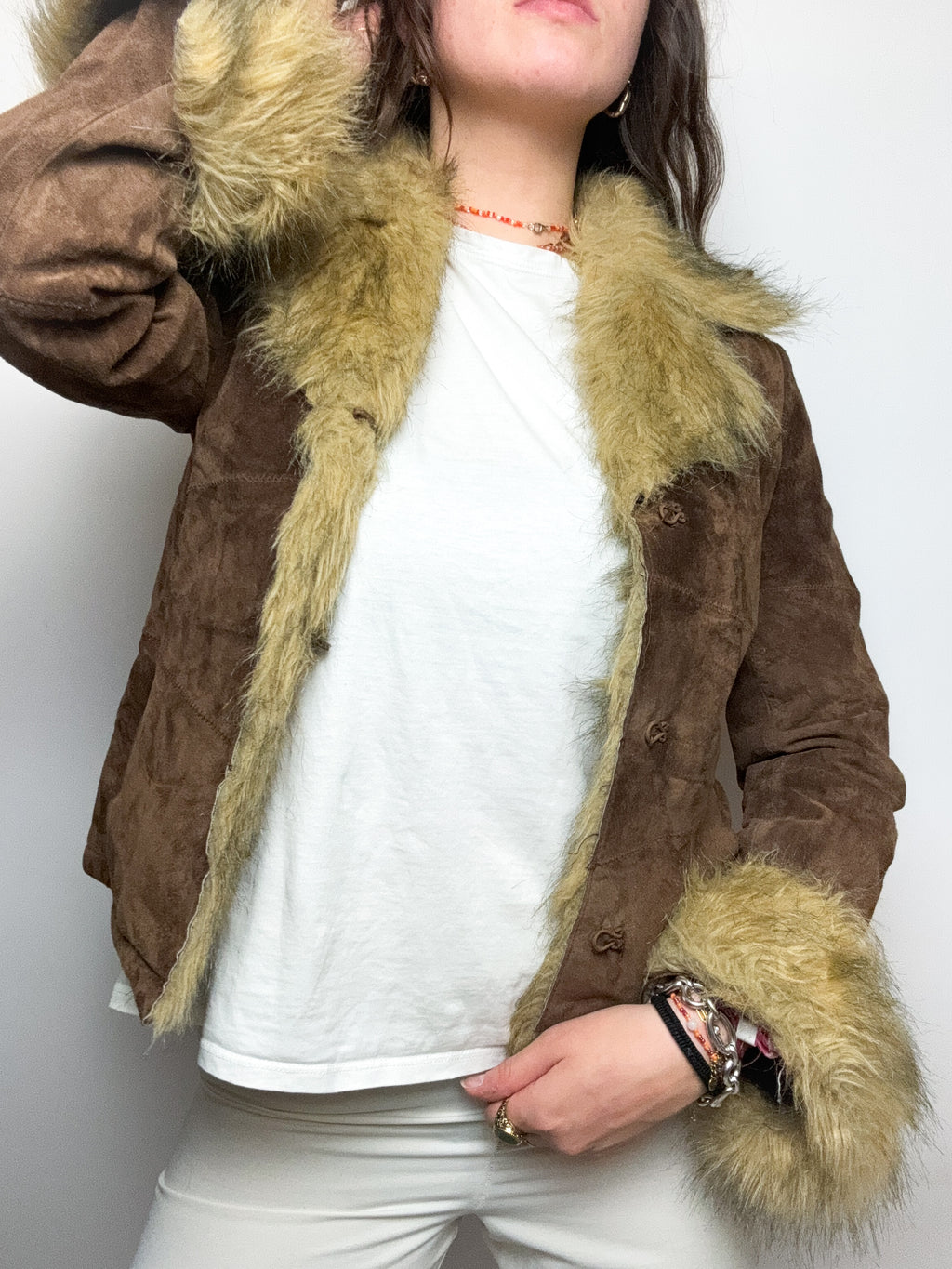 Brown shearling jacket M 