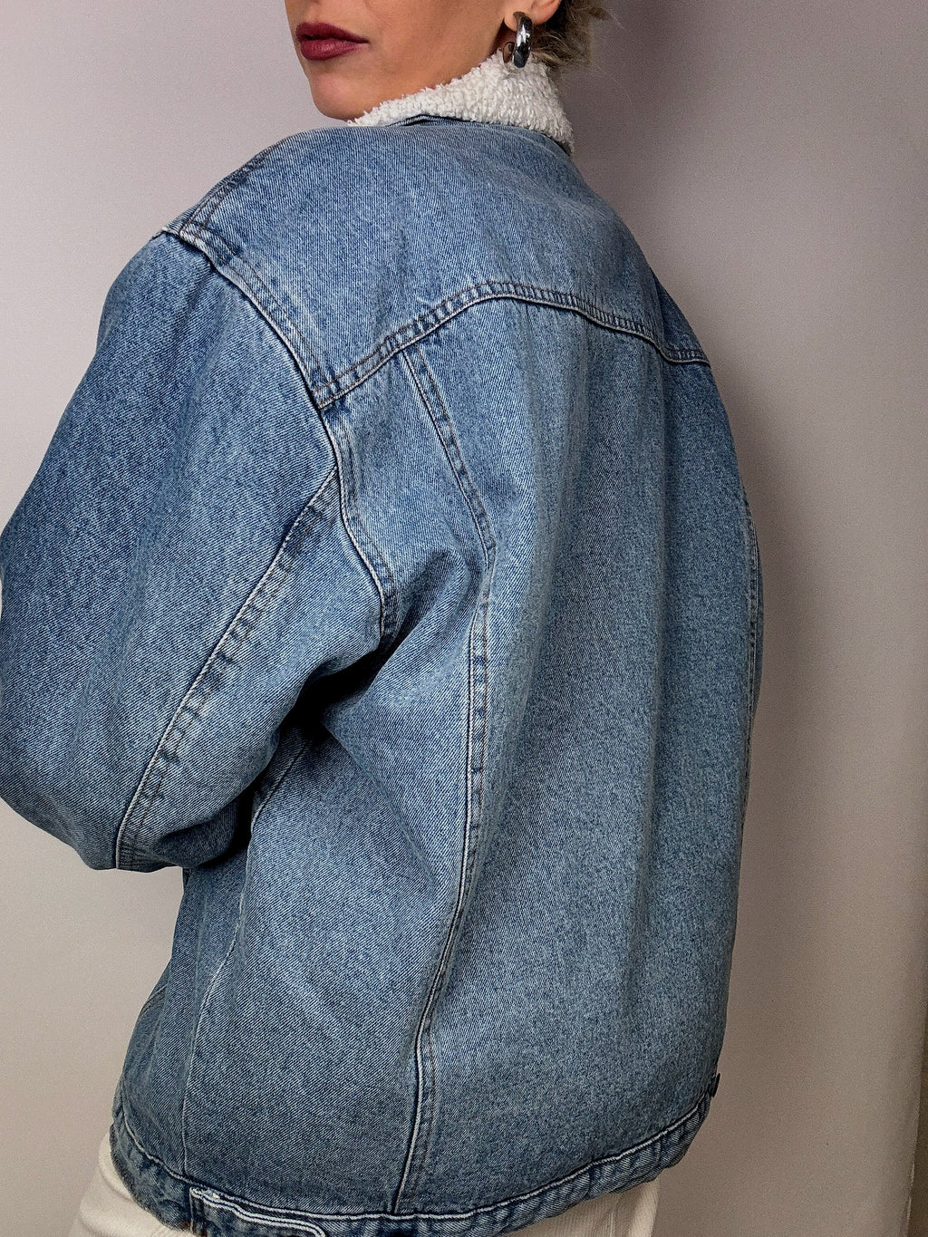 Sheepskin denim jacket