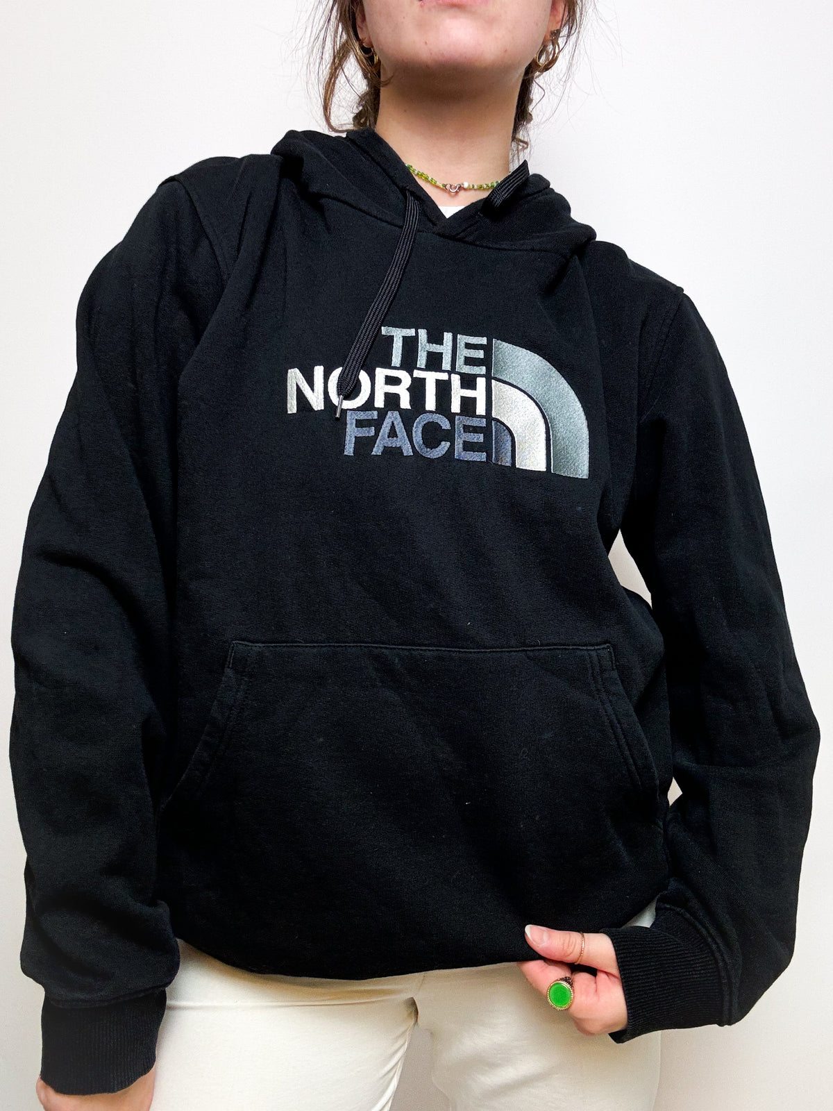 North Face vintage black hooded sweater M