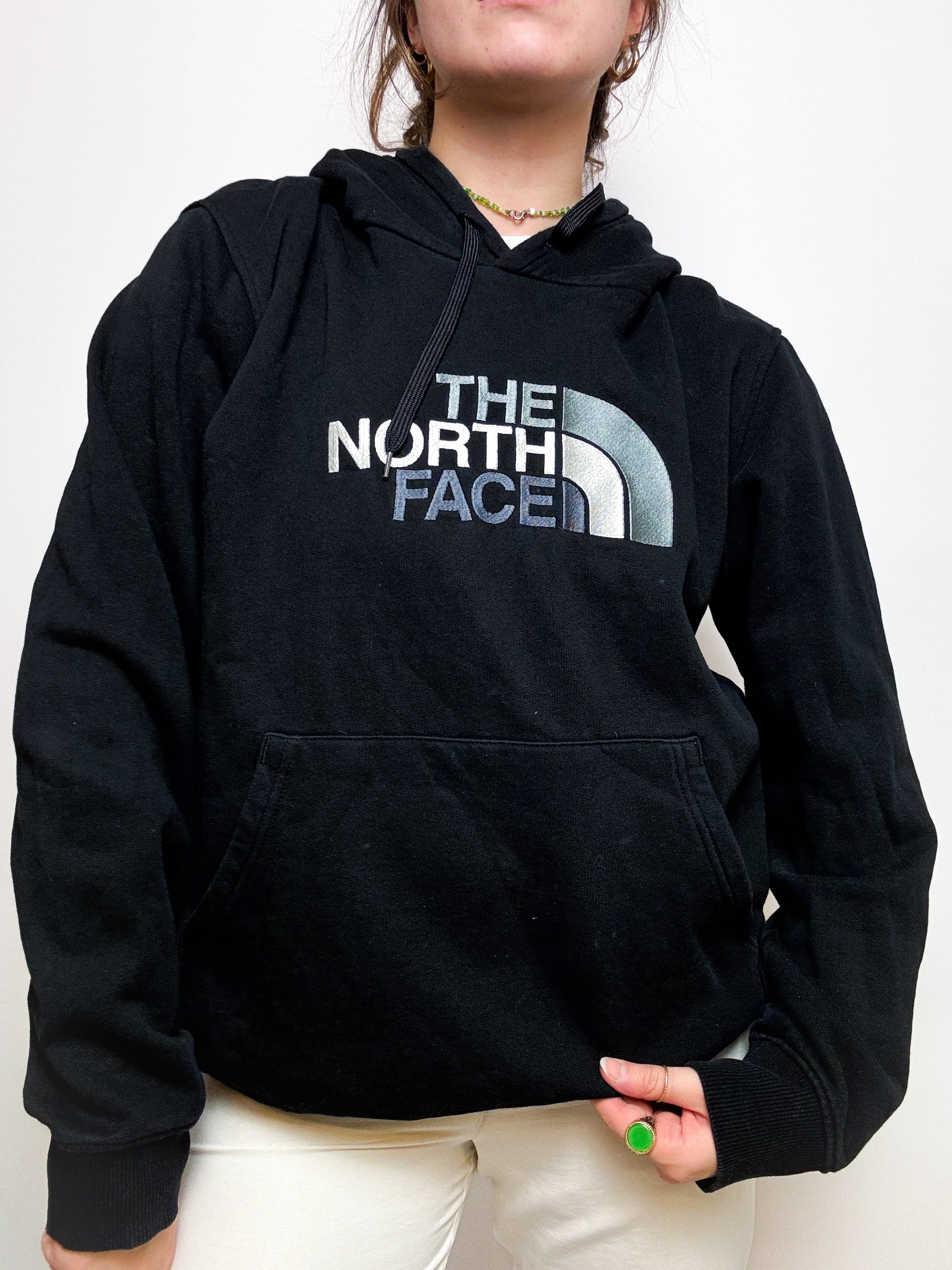 North Face vintage black hooded sweater M