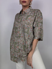 Chemise manches courtes à motifs floraux vintage XL