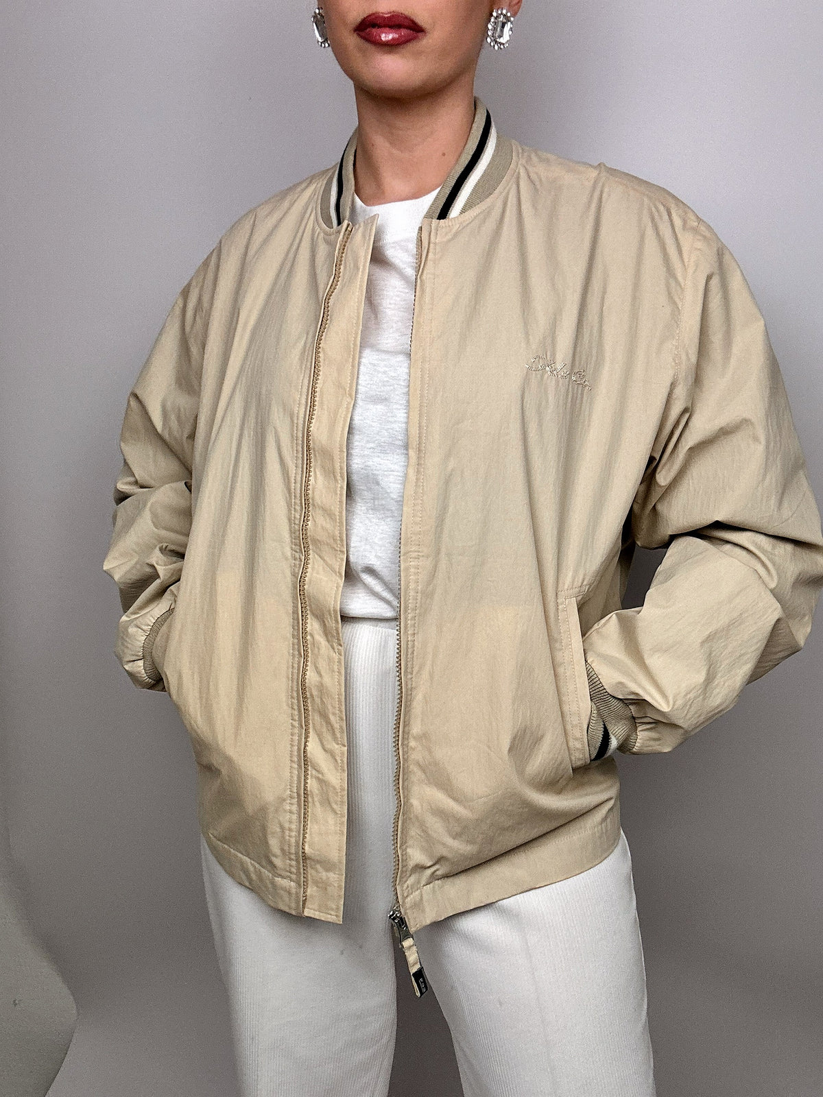 Vintage Beige American Bomber L