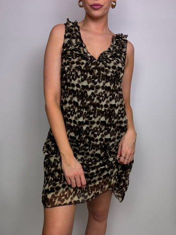 Vintage Leopard Print Midi Dress