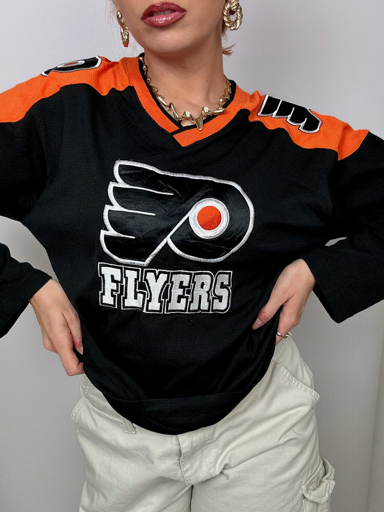 NHL Black/Orange Vintage M/S Jersey