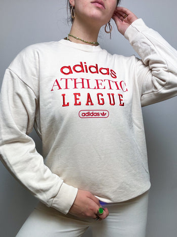 Cream white and red vintage adidas sweater M/L