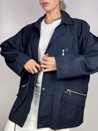 Vintage Navy Blue Waterproof Jacket