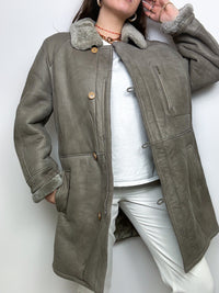 Manteau en mouton retourné gris L vintage