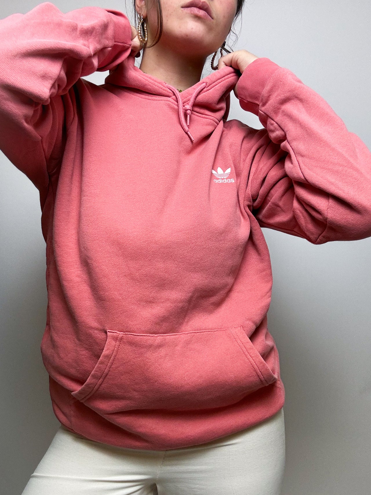 Pull à capuche rose Adidas vintage L