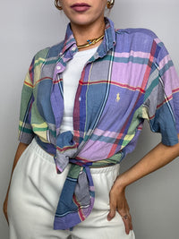 Chemise vintage RFL violette à carreaux