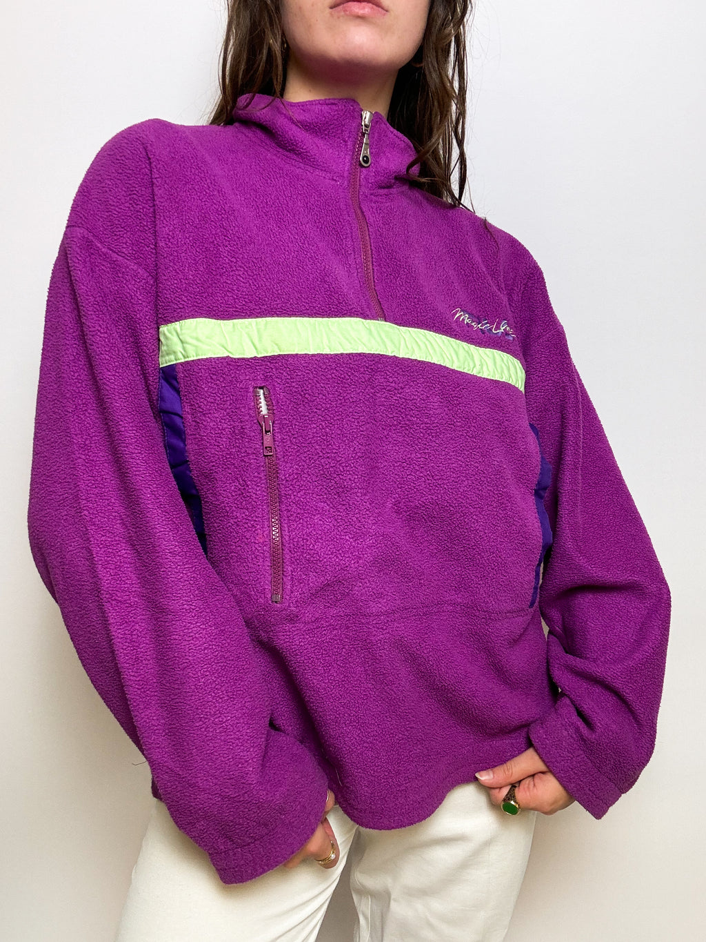 Vintage purple/pink fleece sweater L/XL 