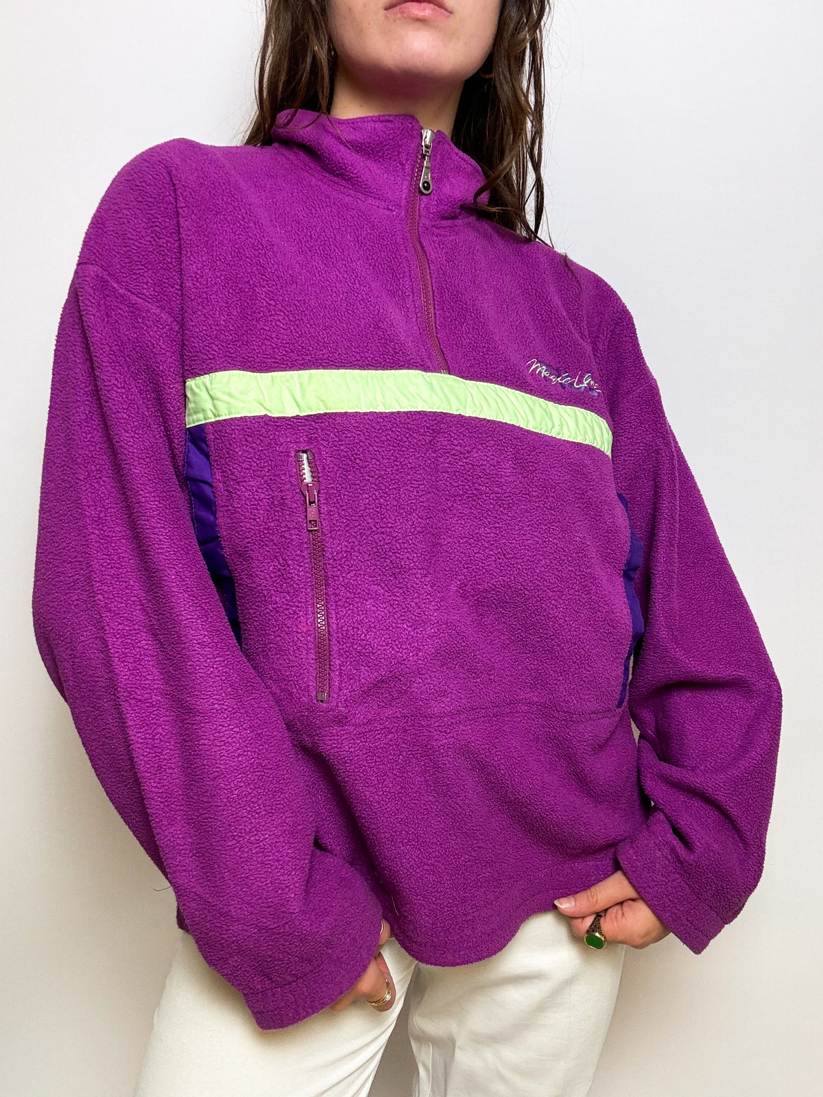 Vintage purple/pink fleece sweater L/XL 