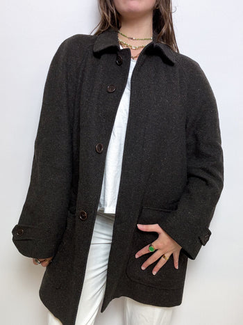 Manteau en laine noir vintage L