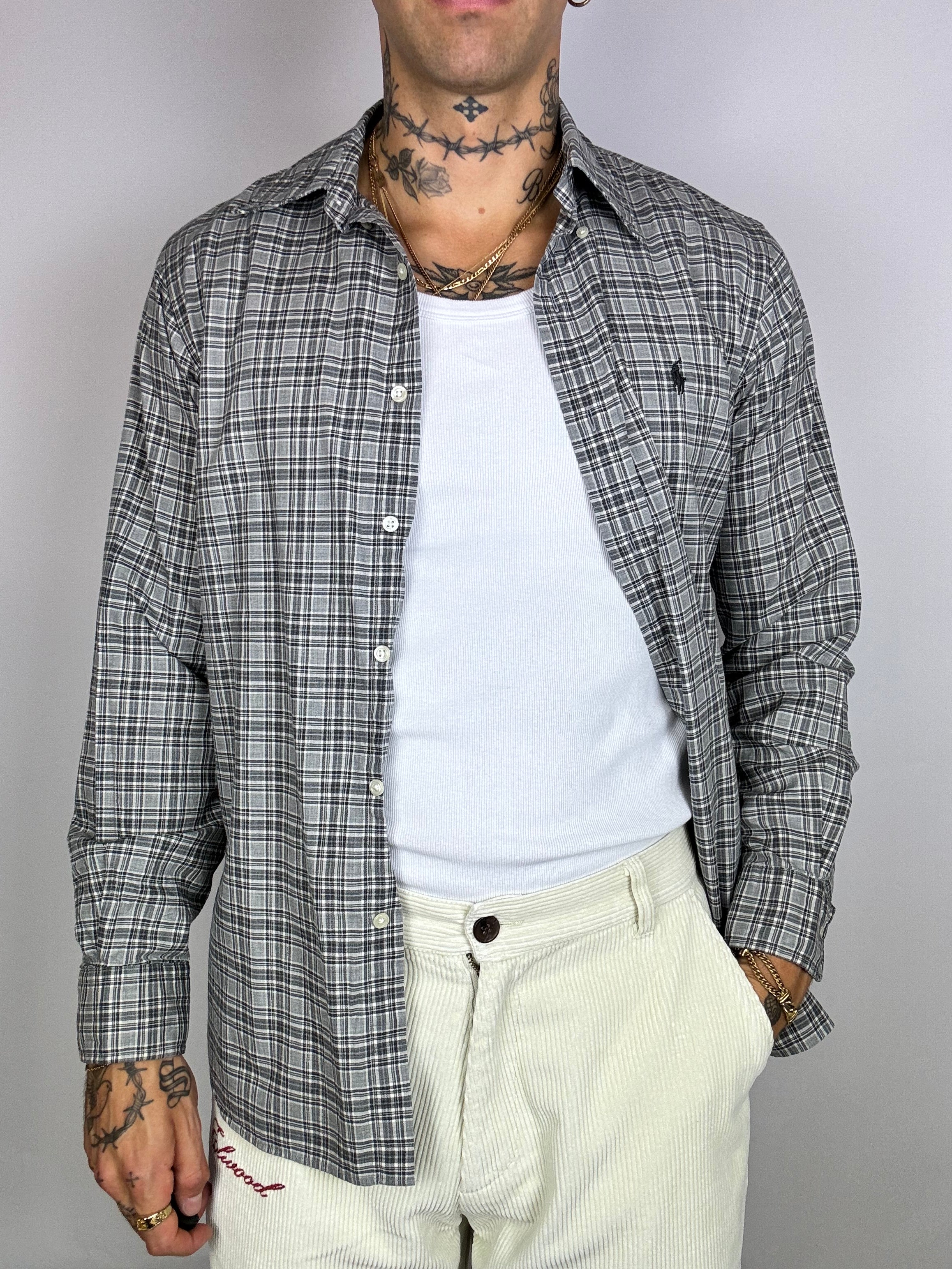 Chemise Ralph Lauren à carreaux gris vintage