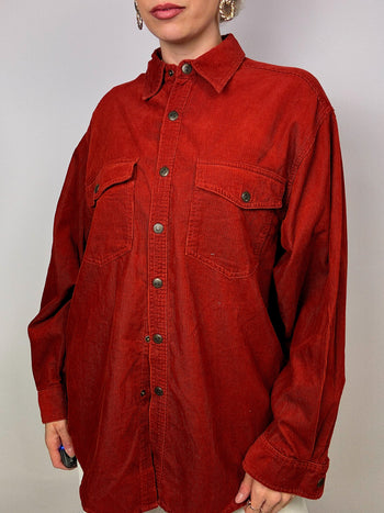 Chemise en maille côtelé rouge brique vintage