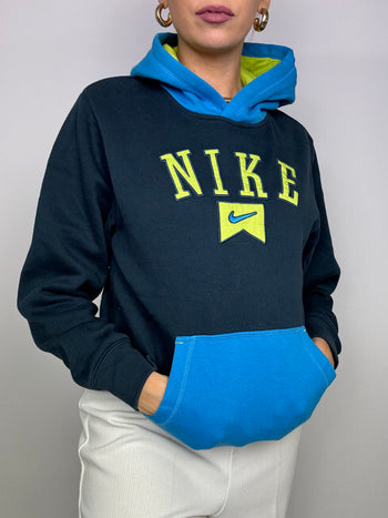 Pull vintage américain bleu/vert Nike