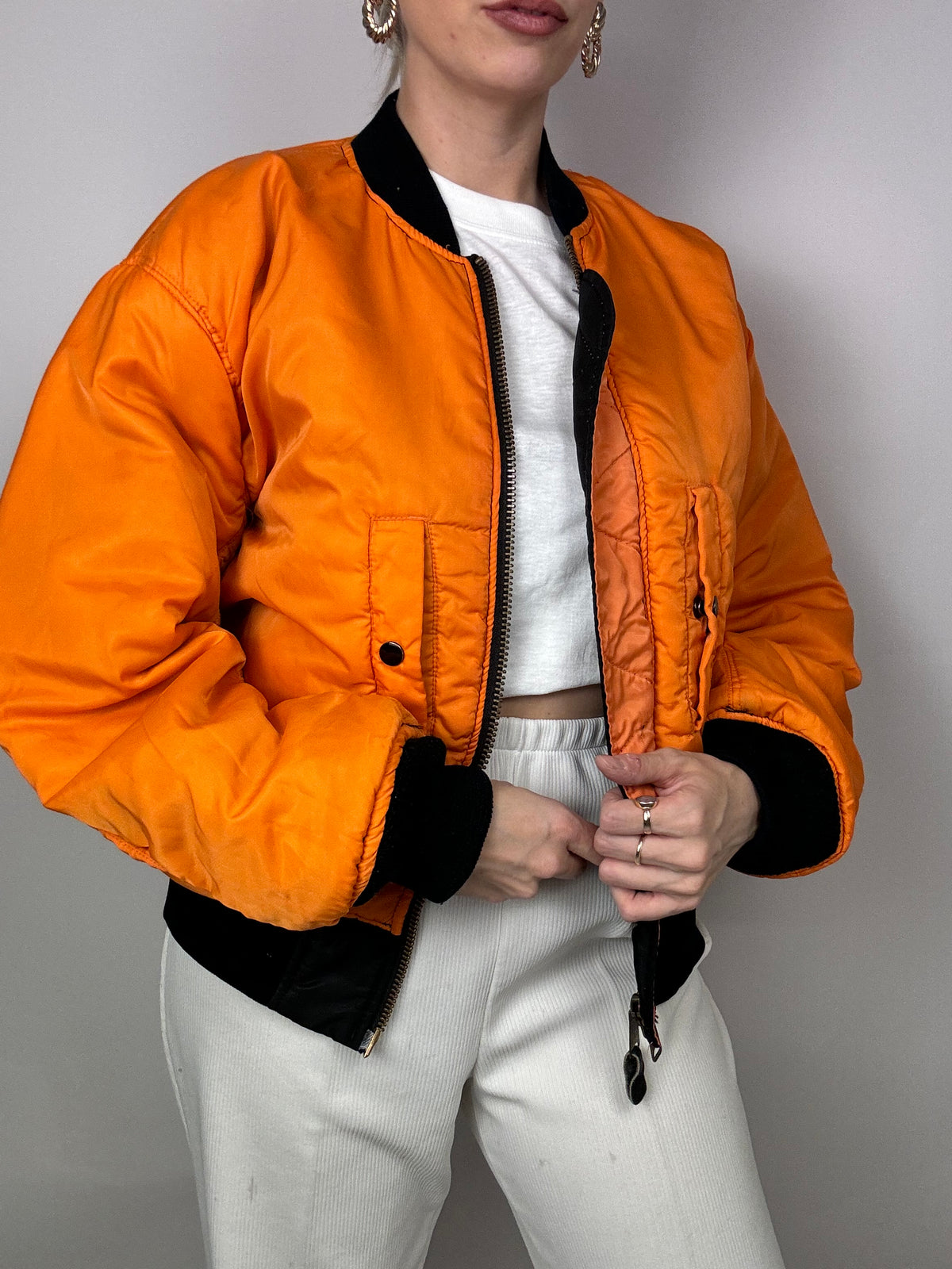 Vintage reversible black and orange bomber jacket