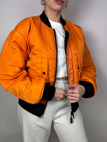 Bomber vintage réversible noir et orange vintage