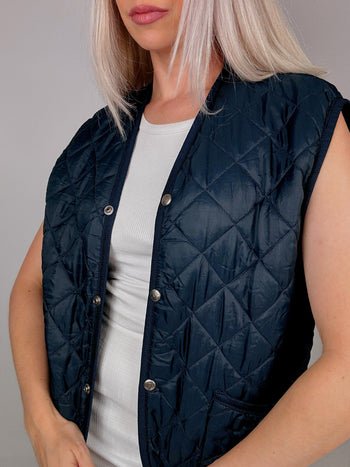 Navy blue quilted vintage vest