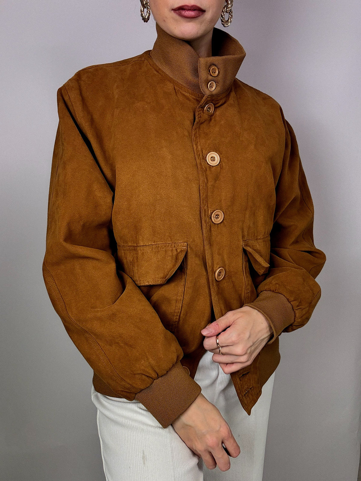 Vintage Kamel Wildlederjacke