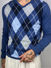 Vintage blue jacquard sweater