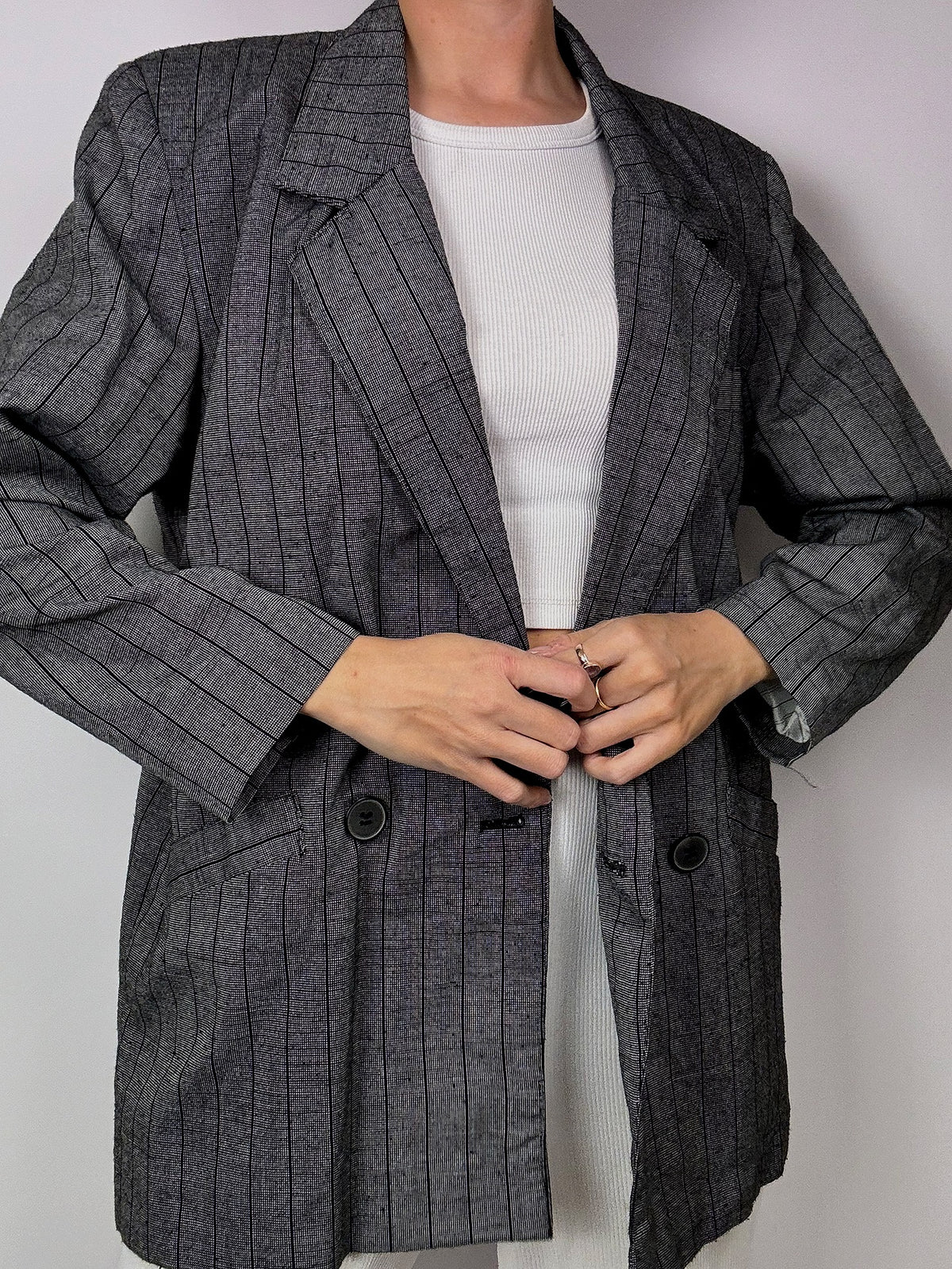 Vintage gray plaid blazer