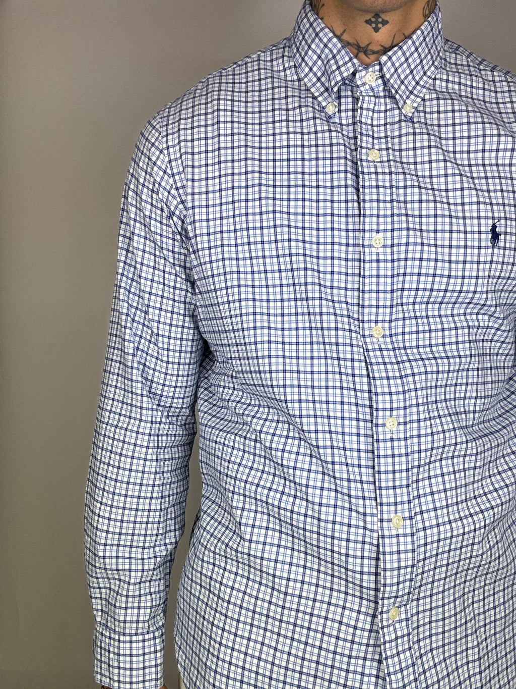 Chemise Polo Ralph Lauren à carreaux blanc/bleu vinatage