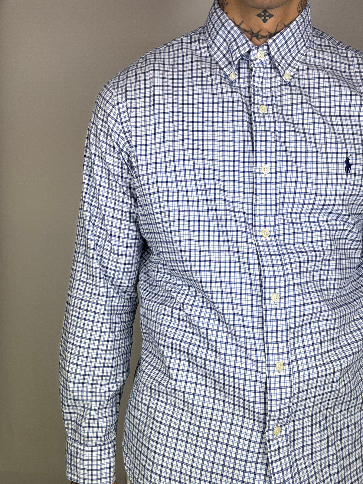 Chemise Polo Ralph Lauren à carreaux blanc/bleu vinatage