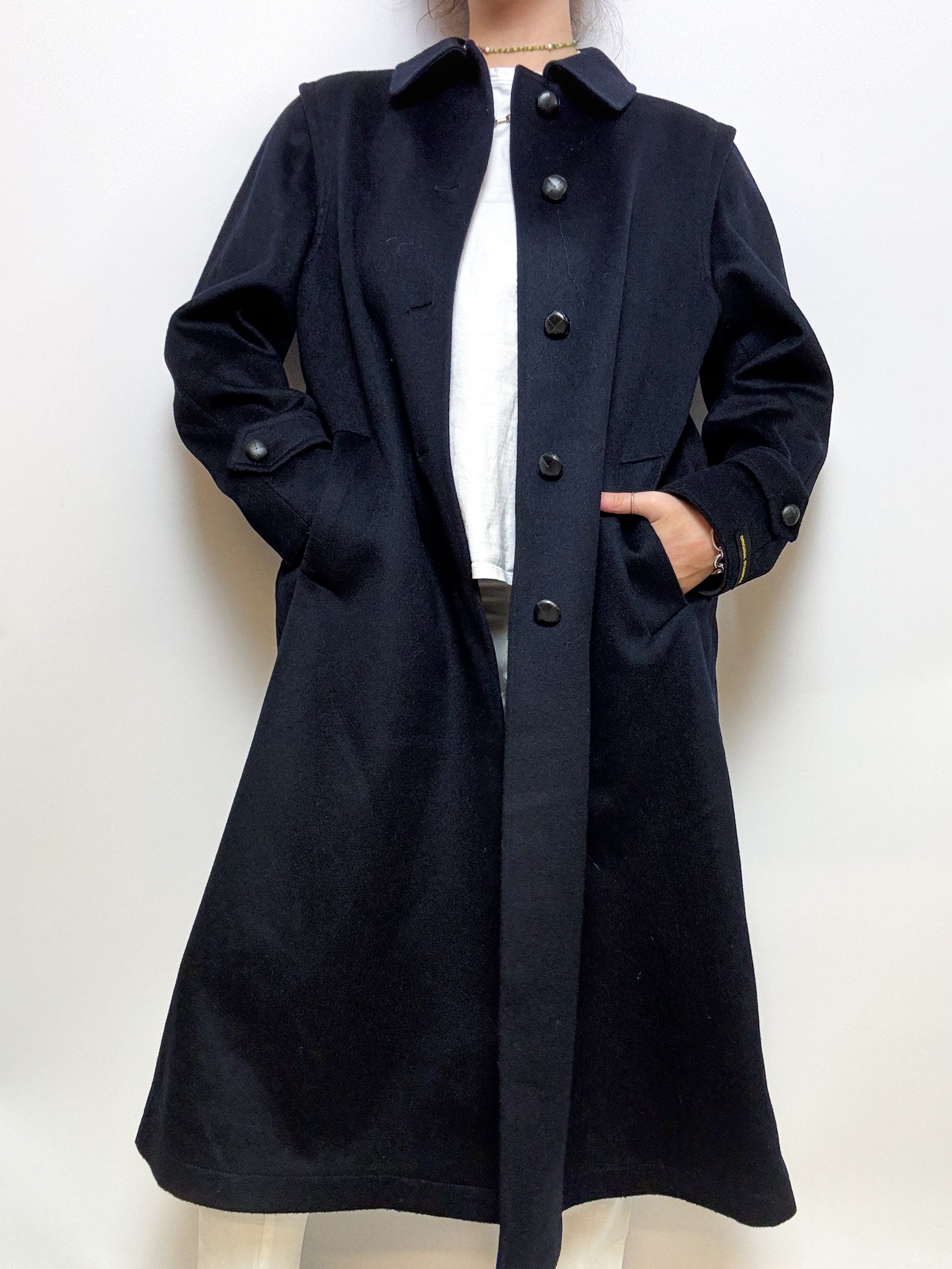 Vintage dunkelblauer Wollmantel M/L 