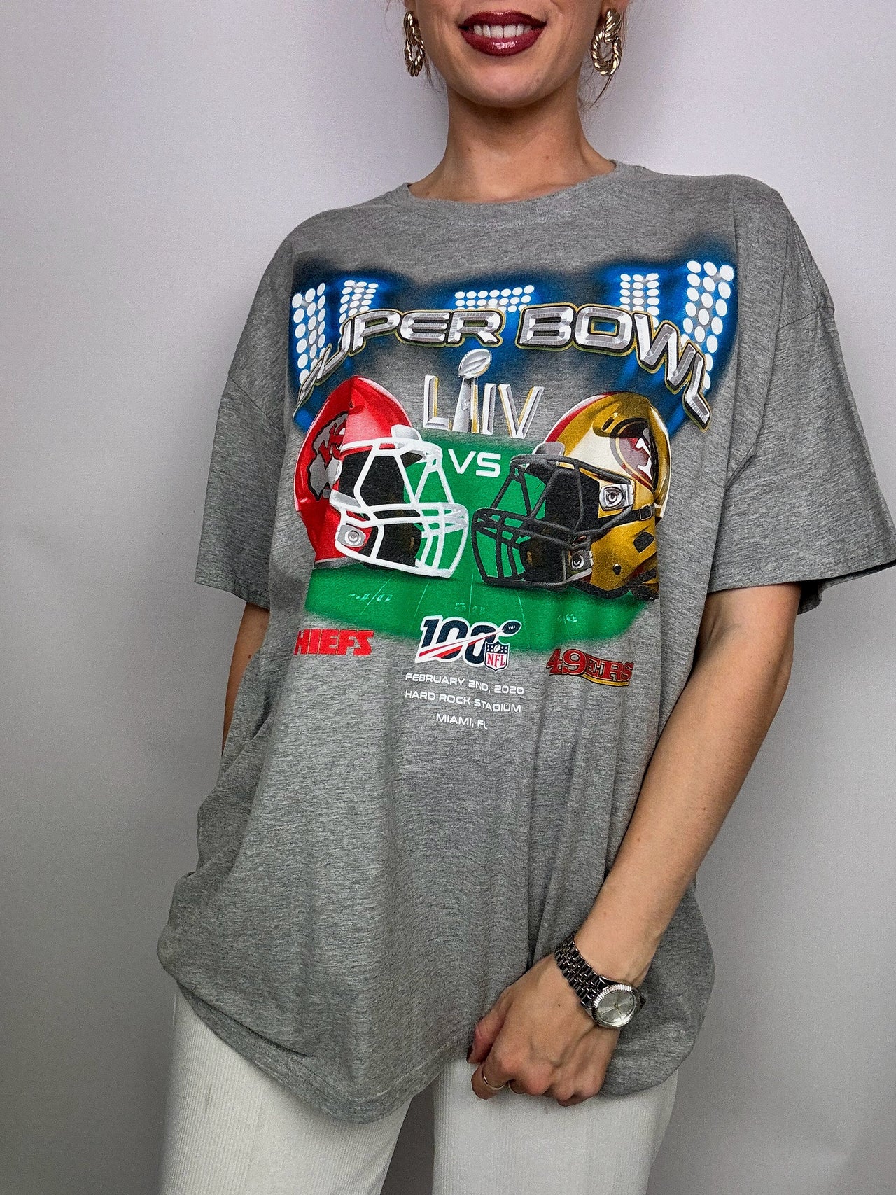 T-shirt vintage super bowl gris