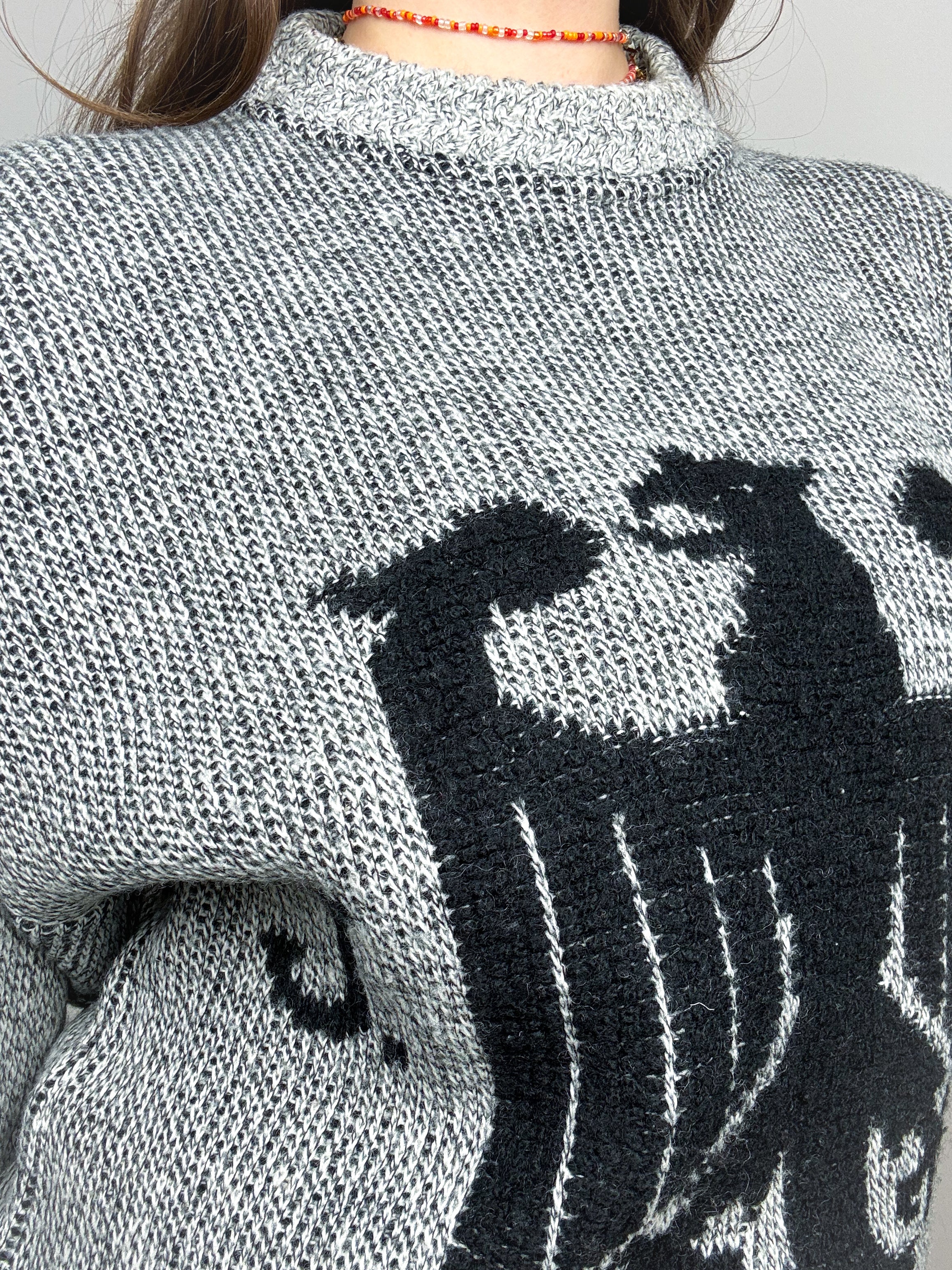 Vintage Grey/Black Wool Sweater M/L