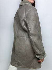 Manteau en mouton retourné gris L vintage