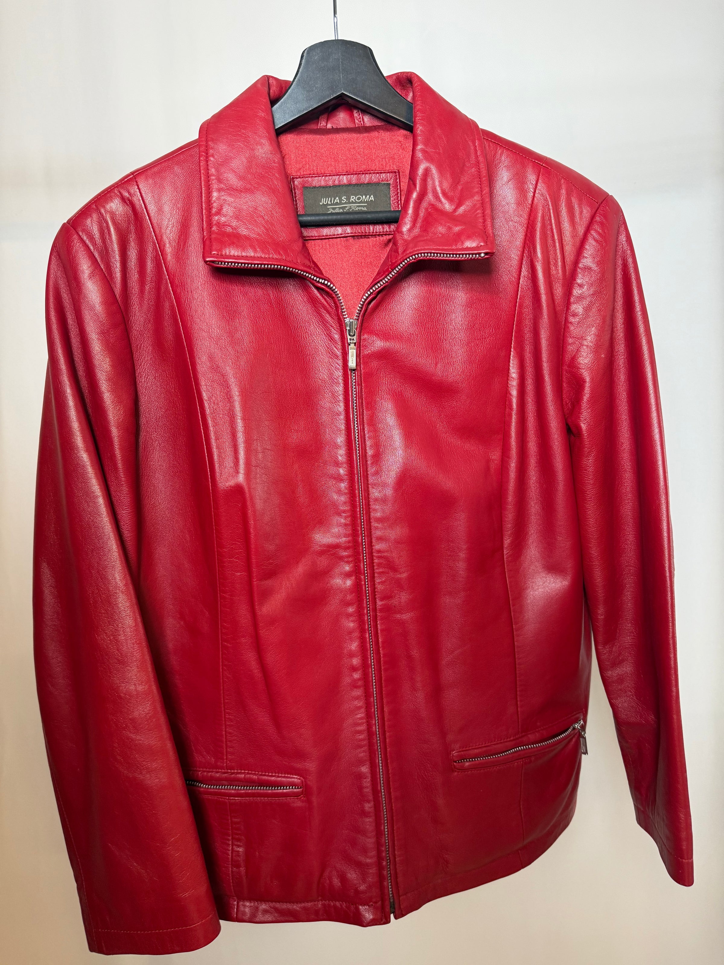 Veste en cuir rouge L live