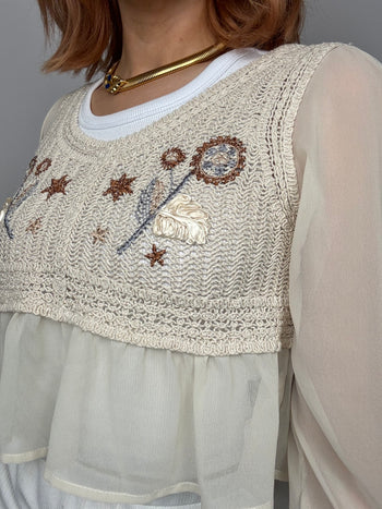 Beige knit blouse